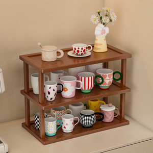 <b>Desktop</b> bookshelf, brown storage rack, multi-tiered water cup holder for office, study desk storage, kitchen countertop <b>shelf</b> - Product Image 2