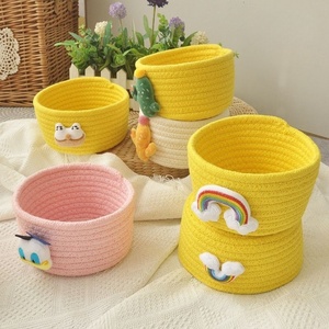 Panier de rangement en corde de coton pour <span class=keywords><strong>la</strong></span> décoration de <span class=keywords><strong>la</strong></span> maison, panier de tri pour le hall d'entrée, panier tissé à l'effigie d'animaux, panier de bureau <span class=keywords><strong>fait</strong></span> main, organisateur d'objets <span class=keywords><strong>divers</strong></span> - Product Image 4