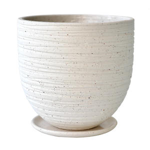 Ensemble de pots de fleurs en céramique nordique moderne, simple, respirant, durable, haut de gamme, de luxe léger, avec plateau, pour orchidées Phalaenopsis vertes de bureau - Product Image 5