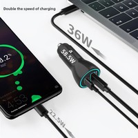 Chargeur de voiture PD 58,5 W rapide, double port USB Type-C, charge rapide QC3.0, adaptateur allume-cigare, moule privé, compact et mini
