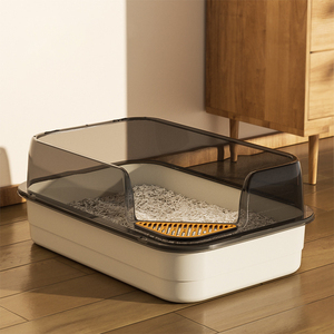 Extra-Large High-Rim Splash-Proof Semi-Enclosed <b>Cat</b> Litter <b>Box</b> - Jumbo <b>Cat</b> Toilet Pet Supply - Product Image 2