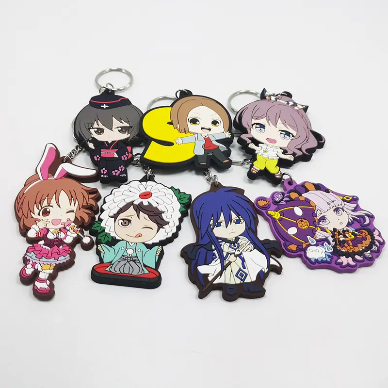 Vigreat kpop גומי keychain אישית אנימה אופי שחור רך pvc keychain קסמי