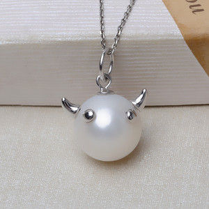 S925 Silver Bull Head Alien Pendant Accessories Baroque Empty Tray for DIY Making New 3189 <b>Loose</b> <b>Pearls</b> Zodiac Empty Tray <b>Pearl</b> - Product Image 4