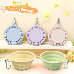 Portable Foldable Silicone Dog Bowl for Travel, Lightweight Pet Feeding Bowl with <b>Clip</b> Outdoor Walking Accessories Wholesale - Product Image 1