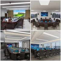 Système de bureau escamotable motorisé avec écran LCD authentique de 18,5 pouces pour salles de conférence, vote sans papier, audio/vidéo