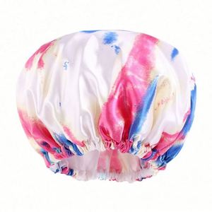 Bonnet de Douche Imperméable Double Couche Tie-Dye de Luxe pour Femme, Idéal pour Salon de Coiffure - Product Image 4