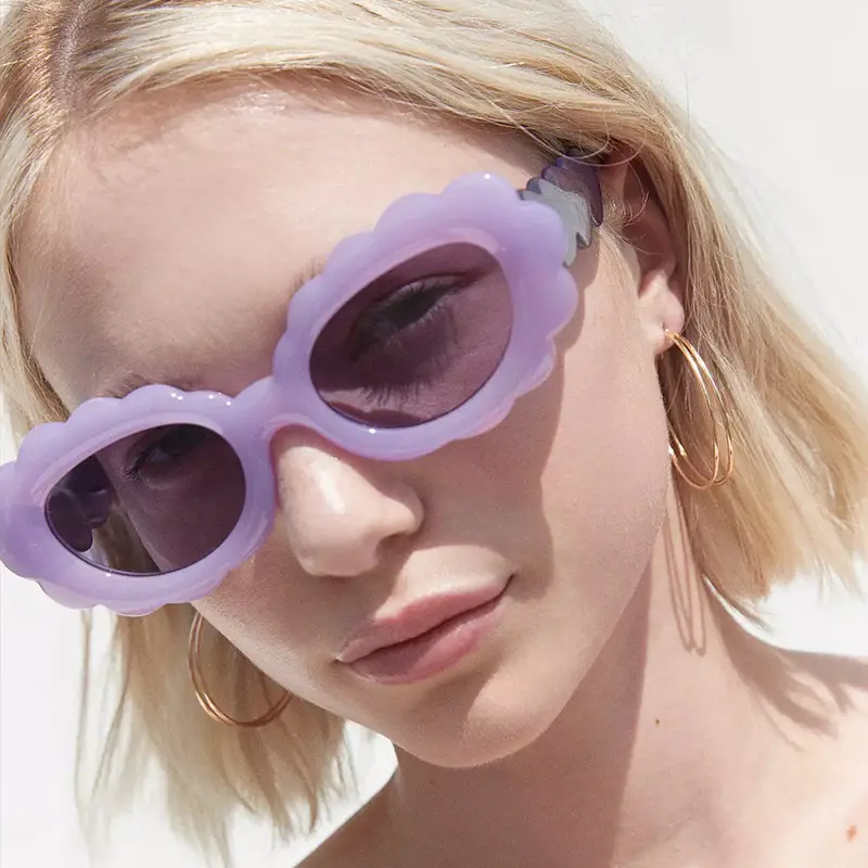 Nuovo stile di fabbrica per uomo e donna retrò Color gelatina ovale girasole in stile spiaggia per le vacanze all'aperto occhiali da sole