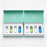 Boîte d'emballage magnétique personnalisée pour peptides, en carton noir avec emplacements en mousse pour flacons de 2 ml et 3 ml, recyclable