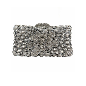 Bolso de Mano Tipo Clutch con Pedrería Floral para Mujer, Brillante, con Cristales, para Bodas, Fiestas Nocturnas - Product Image 2