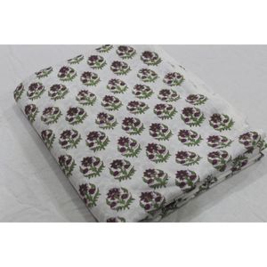 Tela de Algodón Estampada a Mano Estilo Vintage con Diseño Floral Moderno de Jaipur, Material Ligero para Bolsos, Cortinas y Vestidos - Product Image 3