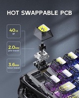 Nuevo Teclado Inalámbrico para Juegos GravaStar Mercury K1 Lite 75%, Teclas Transparentes Crystal Aurora, Gasket, Hot Swap, Tri-Modo, Retroiluminación RGB para PC