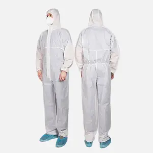 CE Type 5/6 Personal Protective Coverall Red Blue White Disposable Jumpsuit