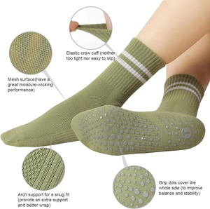 Mùa Thu Tùy Chỉnh Thiết Kế Logo Chống-Trượt Phòng Tập Thể Dục Đệm Grip Cotton Thể Thao Pilates Vớ Logo Trên Dưới Cơ Thể Dệt Kim Crew Yoga Vớ - Product Image 5