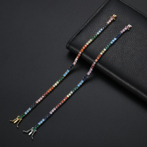 Pulsera de cadena de tenis de 3 mm de color, pulsera de una sola fila estilo hip hop, collar de moda Tanjing Lijing - Product Image 2