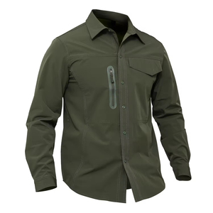Chemise en tricot satiné à manches longues pour <span class=keywords><strong>homme</strong></span>, automne 2025, couleur unie, col montant, haut décontracté pour le <span class=keywords><strong>travail</strong></span>, chemisier anti-boulochage, vente en gros - Product Image 6