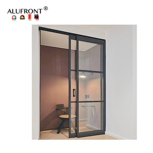 Portes et fenêtres coulissantes <span class=keywords><strong>en</strong></span> aluminium à <span class=keywords><strong>double</strong></span> vitrage insonorisé à 3 rails, design moderne <span class=keywords><strong>pour</strong></span> villa, surface finie - Product Image 2