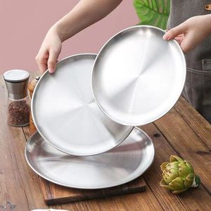 ถาดกลมสแตนเลสสีเงินไทเทเนียมทองขัดเงา สำหรับใช้ในครัว ร้านอาหาร งานเลี้ยง - Product Image 2