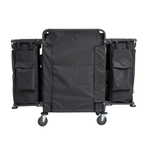 Chariot de nettoyage de chambre d'hôtel de haute qualité Structure en tissu de gros Chariot de service de chambre noir double face - Product Image 3