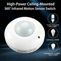 SanJin Plafonnier Detektor Gerak PIR 360 untuk Plafon, Saklar Sensor Gerak 110-240V AC, Lux Dapat Diatur, Waktu Tunda 6m, Deteksi Maks 1200W