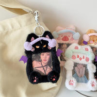 Vente en gros d'usine, porte-cartes en peluche super mignon, dessin animé, porte-clés Kpop, peluche mignonne, porte-photo de 3 pouces, porte-clés, breloque pour carte photo Kpop