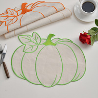 Napperon en forme de citrouille d'Halloween Tapis de table en tissu résistant à l'huile et à la chaleur imperméable