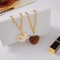 Collier Pendentif Cœur Sportif de Luxe Gaovo en Or 18K, Accessoires en Résine et Acier Inoxydable Bambou, Bijoux pour Femme