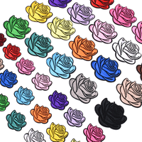 Patch brodé 3D Rose avec contour noir, fait main, en toile, thermocollant, motif fleur de cowgirl western, pour chapeau de cowboy et veste