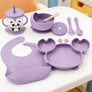 Ensemble de <span class=keywords><strong>couverts</strong></span> pour <span class=keywords><strong>enfants</strong></span> Naike personnalisé, bavoirs pour bébé, bol à ventouse, assiette, vaisselle en silicone, ensemble de sevrage réutilisable - Product Image 4