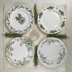 Assiette <span class=keywords><strong>de</strong></span> table en céramique <span class=keywords><strong>de</strong></span> style vintage français, rétro, pour l'extérieur, ronde, pour le petit-déjeuner, les plats occidentaux, les desserts, les gâteaux, les pâtes - Product Image 2