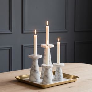 Premium Marble <b>Candle</b> Holder Set with Decorative Metal <b>Tray</b> for Tabletop Home Dining Centerpiece and Elegant Interior Home Decor - Product Image 2