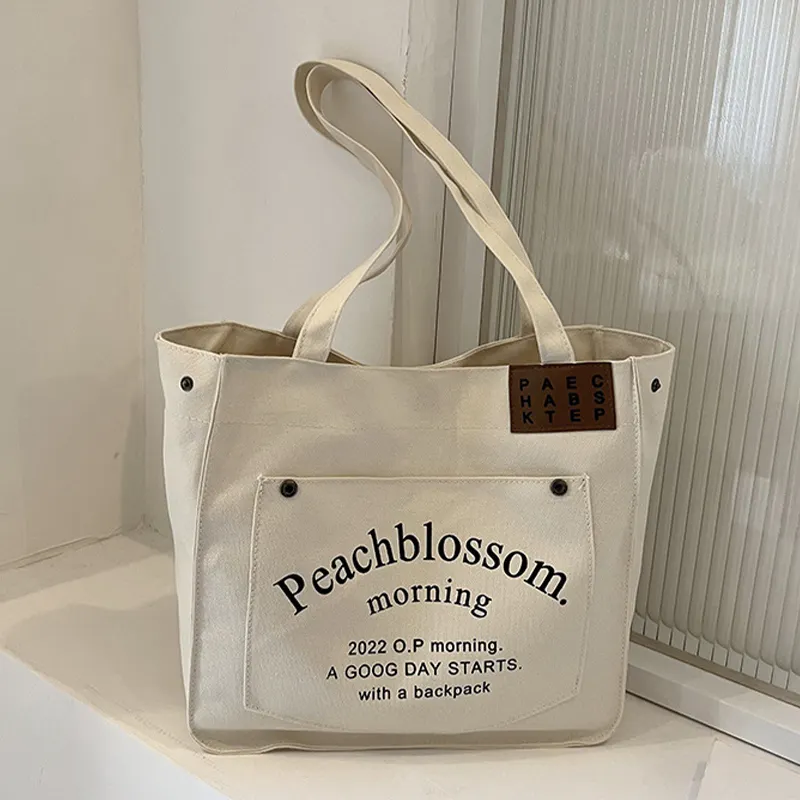 Retro style custom size tote canvas bag custom logo with various color printing shopping tote bag