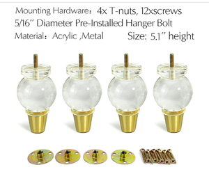 DIY Tapered Square Plastic Modern Furniture <b>Legs</b> Transparent Finish <b>for</b> Dining Bedroom Bathroom Kitchen Living Room Hotel End - Product Image 5