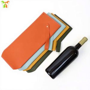 Sac de transport élégant en cuir PU gaufré pour bouteille de vin, livraison rapide, promotionnel, pour une bouteille, camping, portable, avec fermeture à pression - Product Image 2