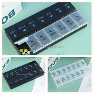 Usine de gros Simple grande capacité hebdomadaire médecine boîte de rangement 7 jours 2 rangées 14 compartiments <span class=keywords><strong>matin</strong></span> <span class=keywords><strong>soir</strong></span> <span class=keywords><strong>pilulier</strong></span> - Product Image 4