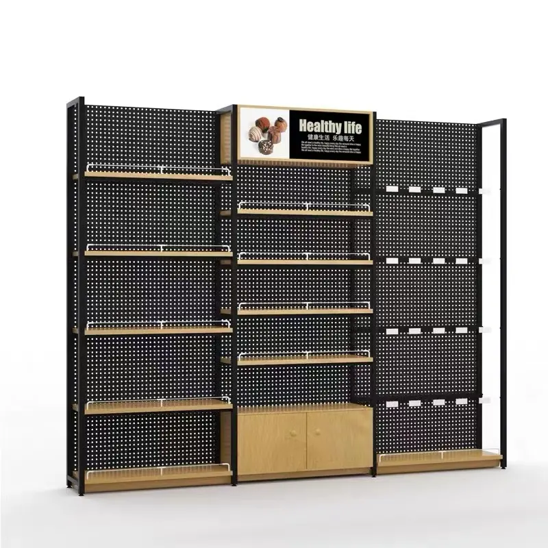 Custom Shop Floor Light Box Stand di vendita al dettaglio di metallo legno Pegboard espositore ripiano