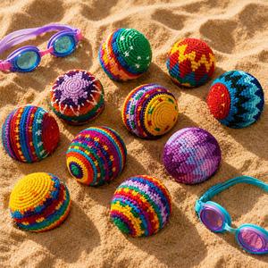 Ballon de jonglage coloré tricoté <span class=keywords><strong>à</strong></span> la main, petit anti-stress, personnalisable, idéal pour les salons professionnels, cadeau promotionnel, Hacky Sack au <span class=keywords><strong>crochet</strong></span> - Product Image 3