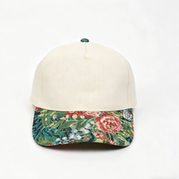 Casquette de baseball vintage à 5 panneaux, imprimé floral, bicolore, réglable, unisexe, pour l'extérieur, avec logo personnalisé