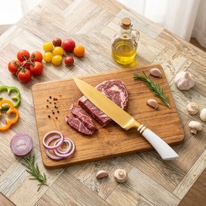 Juego de 9 Cuchillos de Cocina Profesionales Antiadherentes de Acero Inoxidable Dorado Titanio con Bloque - Product Image 2