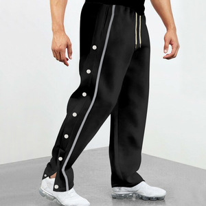 <span class=keywords><strong>Pantaloni</strong></span> Casual da Uomo <span class=keywords><strong>a</strong></span> Gamba Dritta con Bottoni <span class=keywords><strong>a</strong></span> Pressione <span class=keywords><strong>e</strong></span> <span class=keywords><strong>Strisce</strong></span> <span class=keywords><strong>Nere</strong></span> Laterali, Stile Streetwear Hip Hop - Product Image 5