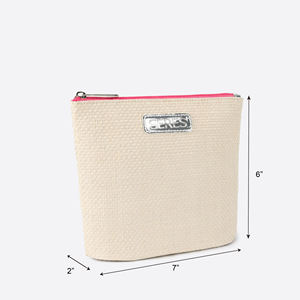 Pochette de maquillage tissée naturelle de qualité supérieure avec fermeture éclair, 7x6x2 pouces, organiseur de beauté et pochette de voyage pour cadeaux promotionnels - Product Image 2