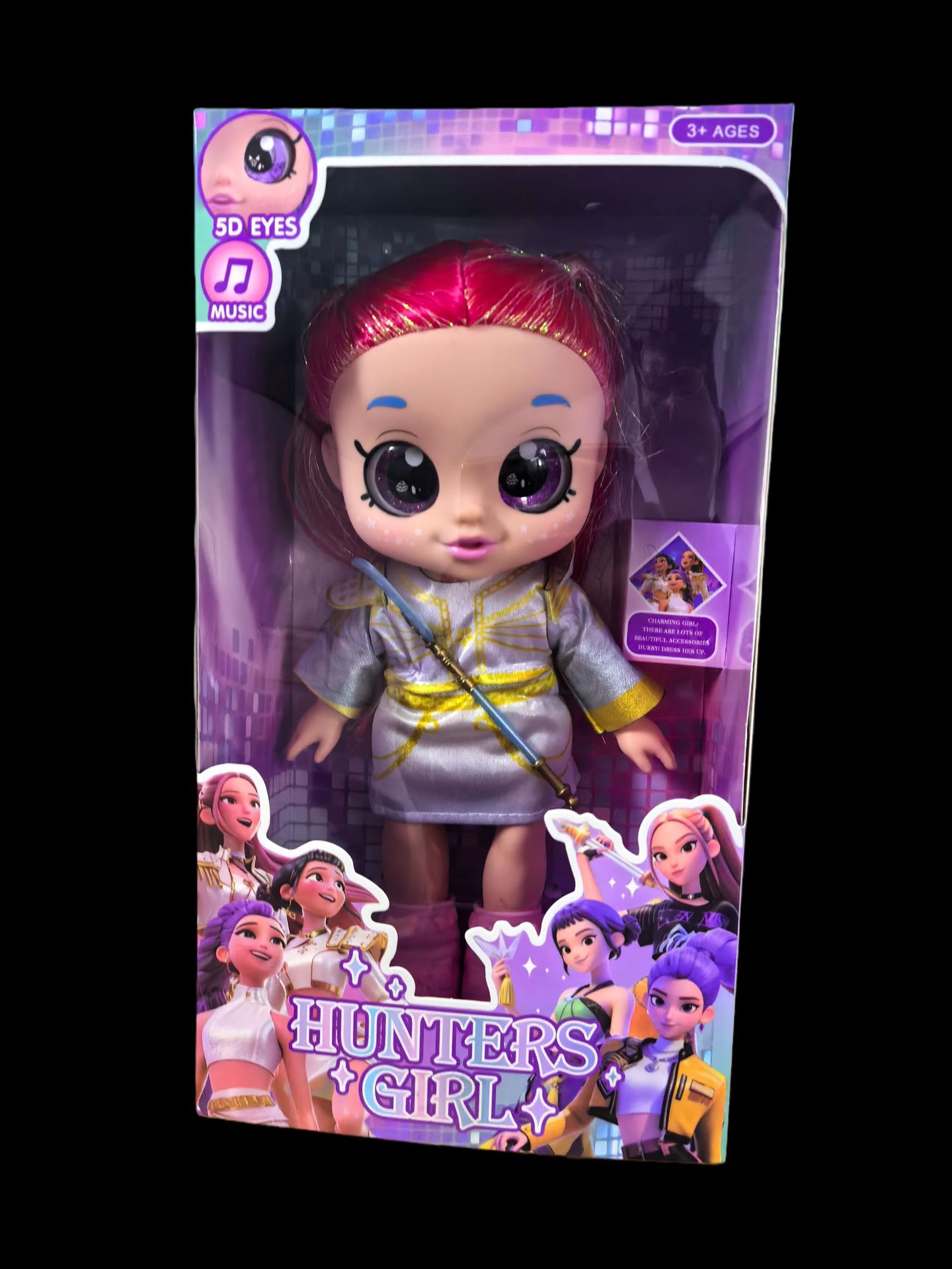 7 pouces, yeux 5D, musique [blanc, cheveux roux avec accessoires d'armes]