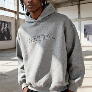 เสื้อฮู้ดดี้ทรงหลวมแบบดรอปโชว์เดอร์ ปักลายอย่างดี ผ้าคอตตอนคุณภาพสูง 400 กรัม ทรงบ็อกซี่ สำหรับผู้ชาย - Product Image 1