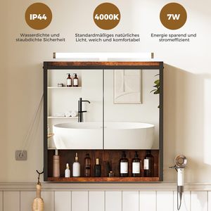 ตู้แขวนผนังห้องน้ำ SENYU แบบปรับได้พร้อมชั้นวางด้านใน กระจก และไฟ LED - Product Image 6
