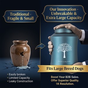 Urna Grande para Cremación de Mascotas, de Aleación de Aluminio Irrompible, Impermeable, a Prueba de Humedad, Hermética, Venta al por Mayor con Bolsa - Product Image 5