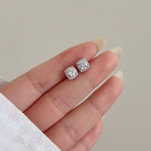 Dylam Classic Style Fine Jewelry S925 Silver Square Shape 5mm D VVS1 Moissanite Stone <b>Infinity</b> Love Dainty Stud <b>Earrings</b> - Product Image 3