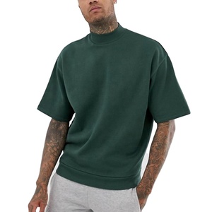 T-Shirt da Uomo di Alta Qualità in <span class=keywords><strong>Cotone</strong></span> 100% con Stampa 3D Personalizzata, Oversize, Spessa, a Collo Alto, Nera - Product Image 1