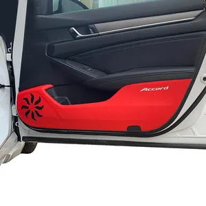 Toptan karbon fiber etiket ısı dayanıklı araba-4 adet araba kapı Anti kick Mat karbon Fiber deri çizilmeye dayanıklı Sticker dekorasyon için Honda Accord 2018 2019 aksesuarları
