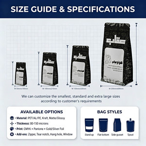 Sacchetto per Caffè Arabo Stampato Nero Opaco con Valvola di Degassaggio e Linguetta, Confezione in Alluminio Sigillata su Otto Lati - Product Image 3