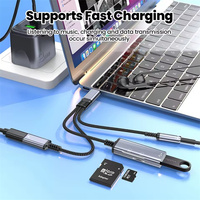 Adaptateur USB C OTG 5 en 1 Type-C vers USB + Type-C 10W Charge + Écouteurs 3,5 mm + Lecteur de Cartes SD/TF pour Téléphones Portables 15-17