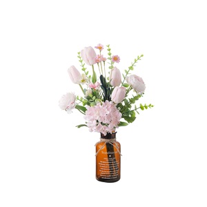 ช่อดอกไม้ประดิษฐ์ CallaFloral สีชมพู ไฮเดรนเยีย ทิวลิป กุหลาบ ทำจากพลาสติกและผ้าทอ สำหรับตกแต่งบ้านและงานแต่งงาน - Product Image 5